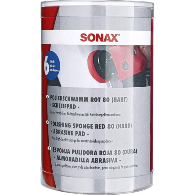 SONAX EXTREME POLISHING SPONGE RED (HARD) SIX-PACK 80 MM